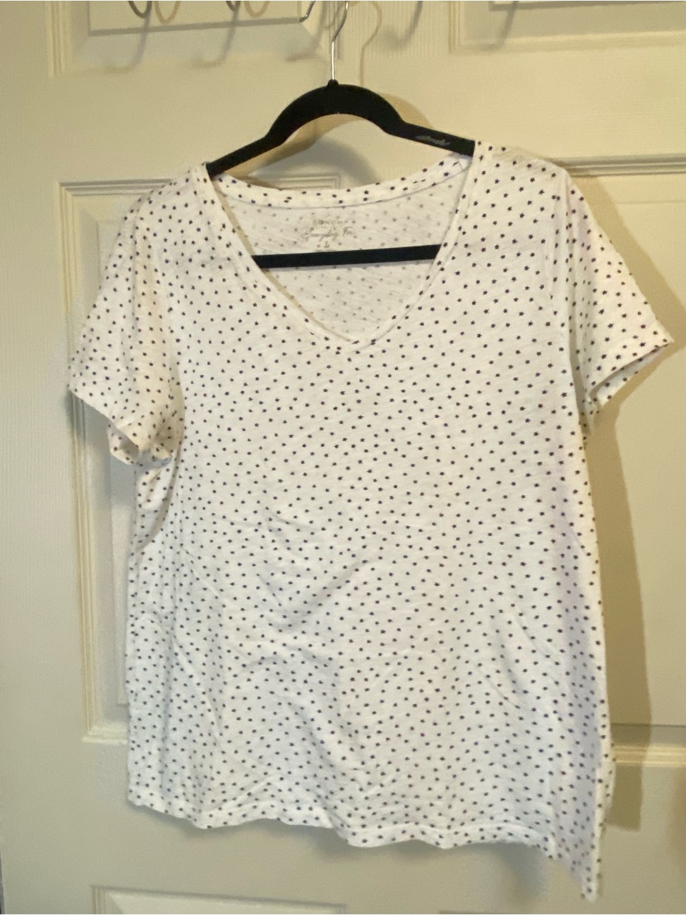 Casual V-Neck Star Print Women’s Top - White